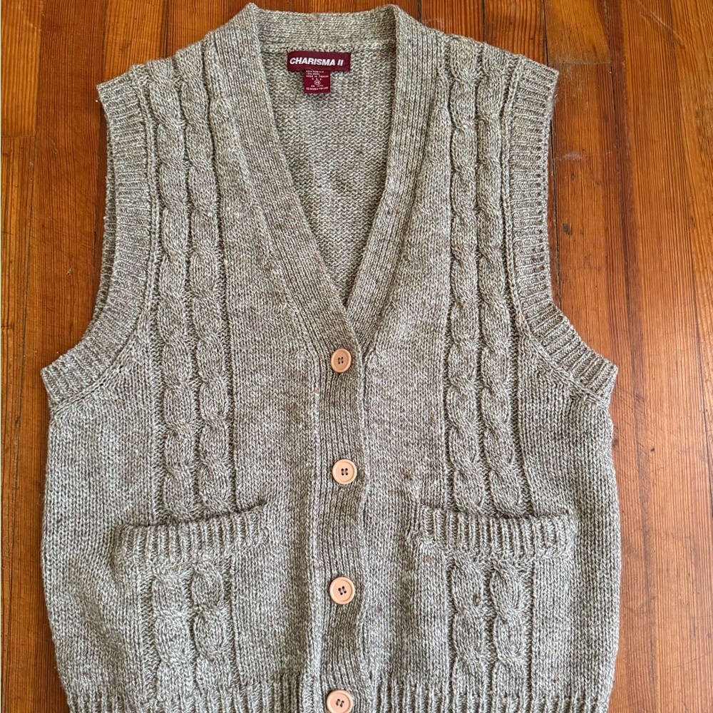 Charisma Men's Tan Cable Knit Cardigan